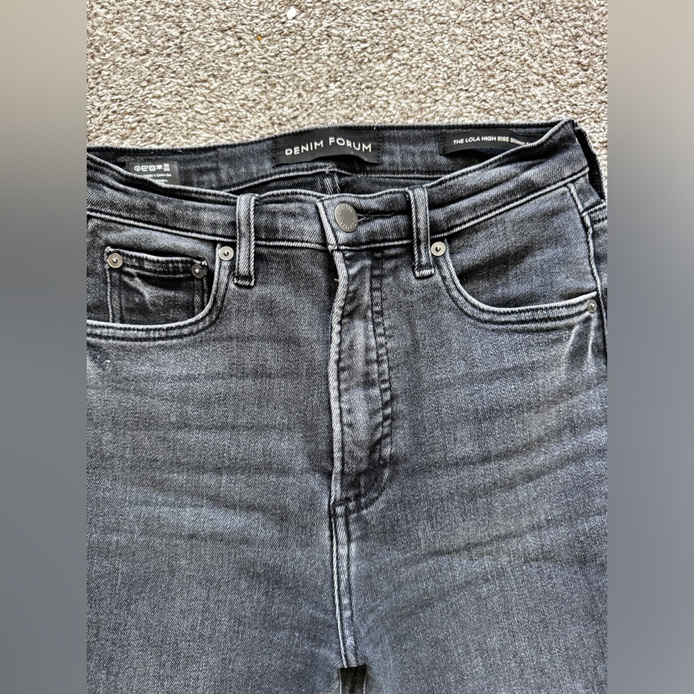 ARITZIA DENIM FORUM Lola High Rise Skinny Jeans 26L Black Rinsed Frayed Hem 25W - Picture 4 of 11